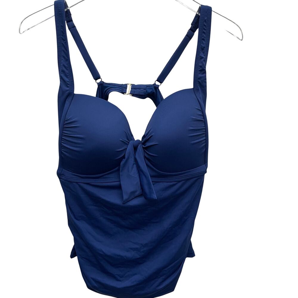 Liz Claiborne Navy Twist-Front Tankini Swim Top Size 18W NWT